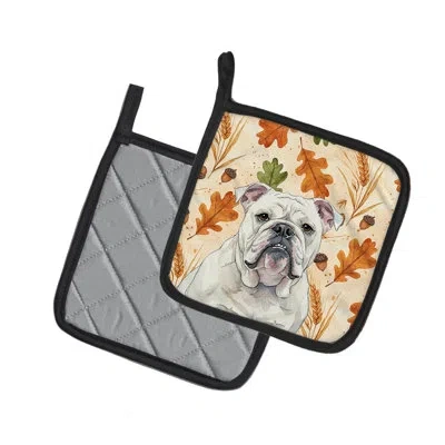 Caroline's Treasures English Bulldog Heirloom Fall Pair Of Pot Holders In Multicolor