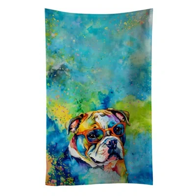 Caroline's Treasures English Bulldog Hippie Dawg Kitchen Towel In Multicolor