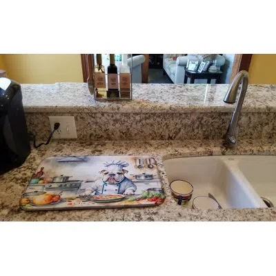 Caroline's Treasures English Bulldog The Chef Dish Drying Mat In Natural