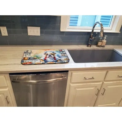 Caroline's Treasures English Bulldog The Chef Dish Drying Mat In Natural