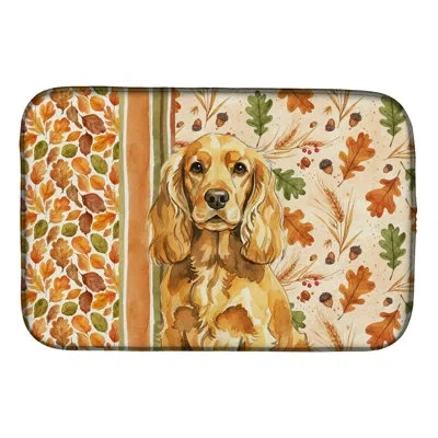 Caroline's Treasures English Cocker Spaniel Heirloom Fall Dish Drying Mat In Natural