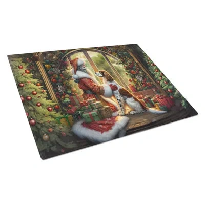 Caroline's Treasures English Setter And Santa Claus Glass Cutting Board