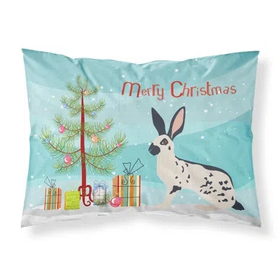 Caroline's Treasures English Spot Rabbit Christmas Pillowcase In Blue