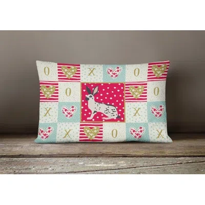Caroline's Treasures English Spot Rabbit Love Outdoor Rectangular Cushion With Filling