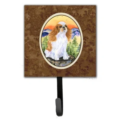 Caroline's Treasures English Toy Spaniel Leash Holder And Wall Hook In Brown