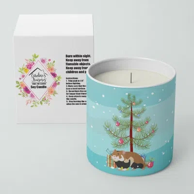 Caroline's Treasures European Hamster Merry Christmas 10 oz Decorative Soy Candle In Blue;green