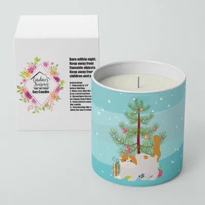 Caroline's Treasures Exotic Shorthair #4 Cat Merry Christmas 10 oz Decorative Soy Candle In Blue;green