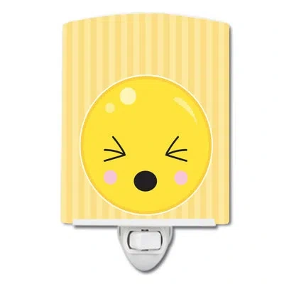 Caroline's Treasures Eyes Closed Face Ceramic Night Light In Yellow