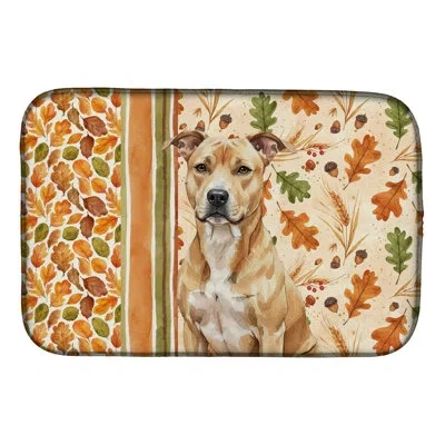 Caroline's Treasures Fawn American Staffordshire Terrier Heirloom Fall Dish Drying Mat In Natural