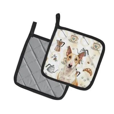 Caroline's Treasures Fawn And Bull Terrier Coffee Bar Pair Of Pot Holders In Multicolor