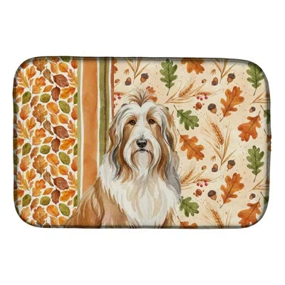 Caroline's Treasures Fawn Bearded Collie Heirloom Fall Dish Drying Mat In Natural