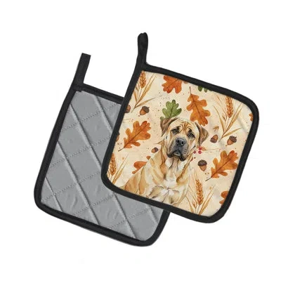 Caroline's Treasures Fawn Boerboel Heirloom Fall Pair Of Pot Holders In Multicolor