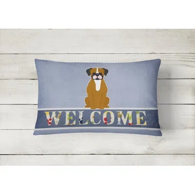 Caroline's Treasures Fawn Boxer Welcome Lumbar Pillow