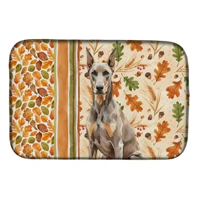 Caroline's Treasures Fawn Doberman Pinscher Heirloom Fall Dish Drying Mat In Gray