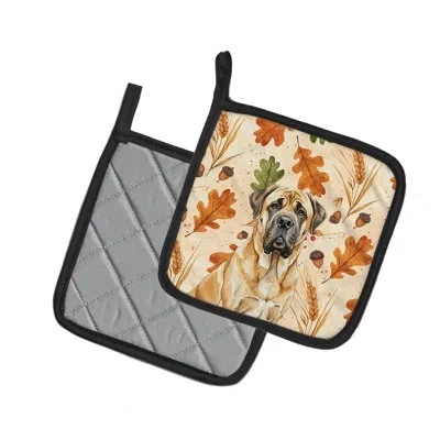 Caroline's Treasures Fawn English Mastiff Heirloom Fall Pair Of Pot Holders In Multicolor