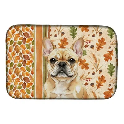 Caroline's Treasures Fawn French Bulldog Heirloom Fall Dish Drying Mat In Natural