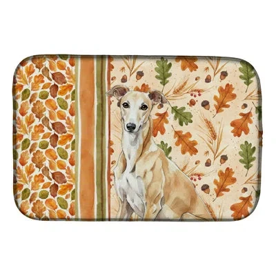 Caroline's Treasures Fawn Greyhound Heirloom Fall Dish Drying Mat In Natural