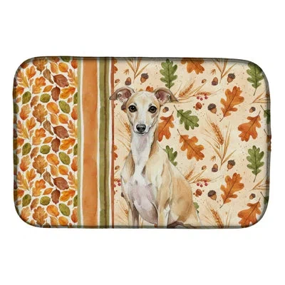 Caroline's Treasures Fawn Italian Greyhound Heirloom Fall Dish Drying Mat In Natural