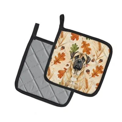 Caroline's Treasures Fawn Mastiff Heirloom Fall Pair Of Pot Holders In Multicolor