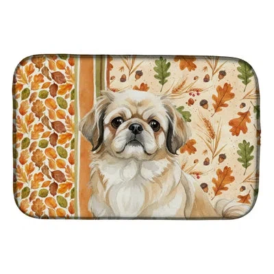 Caroline's Treasures Fawn Pekingese Heirloom Fall Dish Drying Mat In Natural