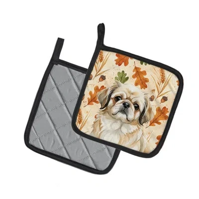 Caroline's Treasures Fawn Pekingese Heirloom Fall Pair Of Pot Holders In Multicolor