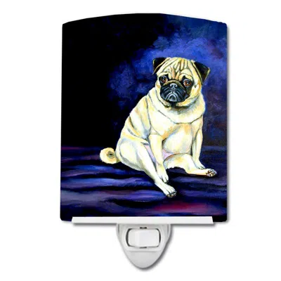 Caroline's Treasures Fawn Pug Penny For Your Thoughts Ceramic Night Light In Blue
