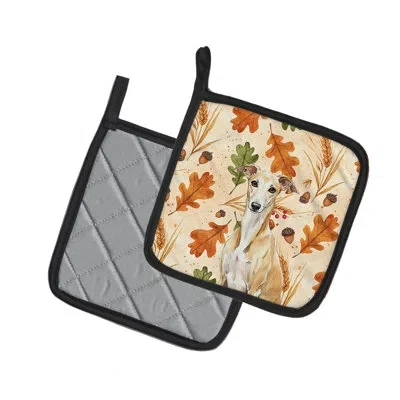 Caroline's Treasures Fawn Whippet Heirloom Fall Pair Of Pot Holders In Multicolor