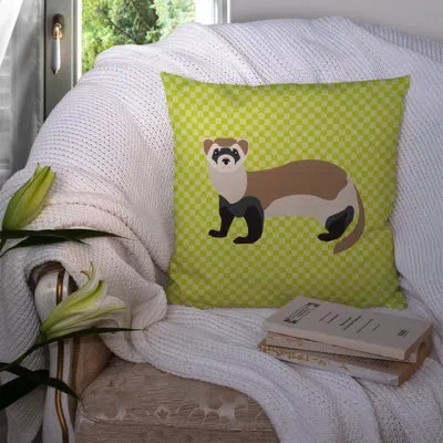 Caroline's Treasures Ferret Check Outdoor Throw Pillow In Green
