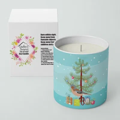 Caroline's Treasures Finch Merry Christmas 10 oz Decorative Soy Candle In Blue;green
