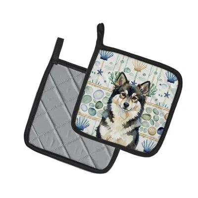 Caroline's Treasures Finnish Lapphund Coastal Sea Glass Pair Of Pot Holders In Multicolor