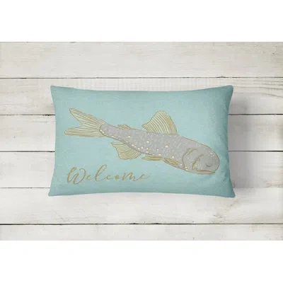 Caroline's Treasures Fish Welcome Indoor/outdoor Throw Pillow