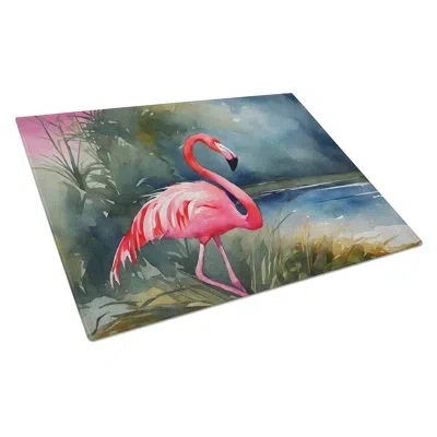 Caroline's Treasures Flamingo Glass Cutting Board Large