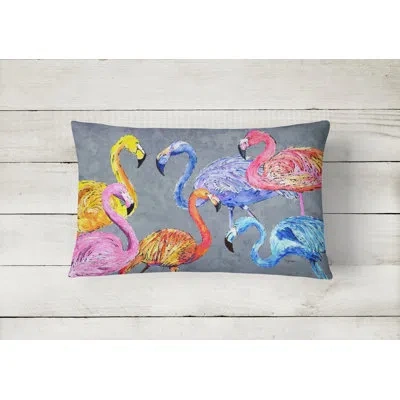 Caroline's Treasures Flamingo Six Senses Indoor/outdoor Throw Pillow In Multicolor