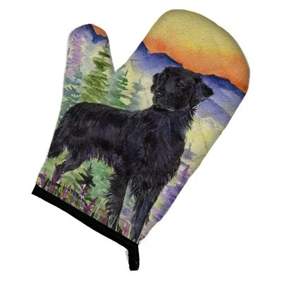 Caroline's Treasures Flat Coated Retriever Oven Mitt In Brown;green