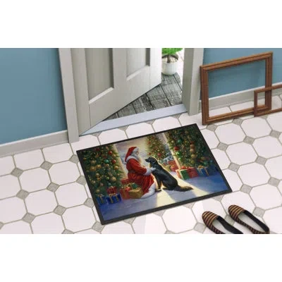 Caroline's Treasures Flat-coated Retriever And Santa Claus Doormat In Multicolor