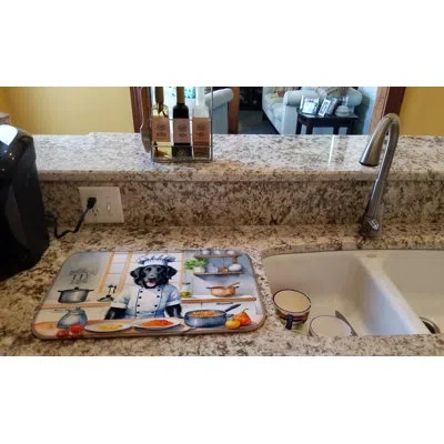 Caroline's Treasures Flat-coated Retriever The Chef Dish Drying Mat In Natural