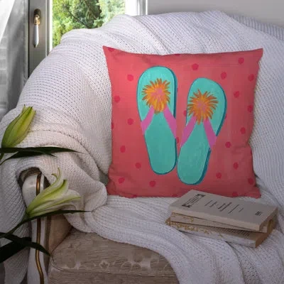 Caroline's Treasures Flip Flops Indoor Outdoor Throw Pillow In Pink