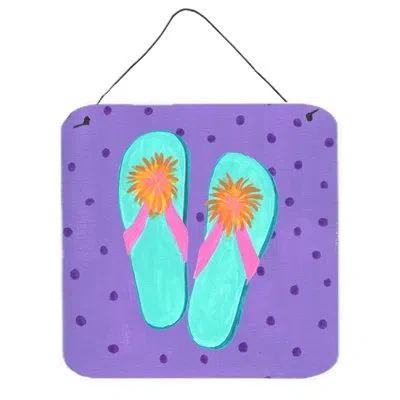 Caroline's Treasures Flip Flops Purple Print Plaque In Blue;purple