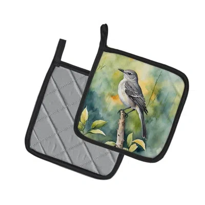 Caroline's Treasures Florida Northern Mockingbird Pair Of Pot Holders In Multicolor