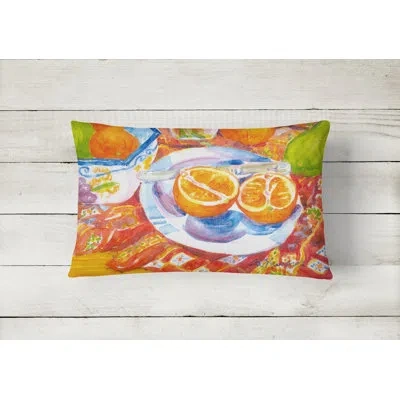 Caroline's Treasures Florida Oranges Sliced For Breakfast Indoor/outdoor Throw Pillow