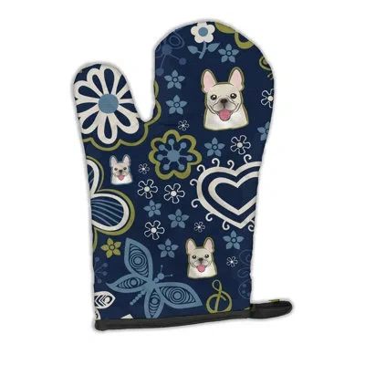 Caroline's Treasures Flowers French Bulldog Oven Mitt In Blue;white;green