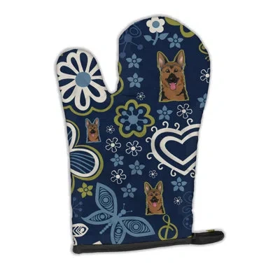 Caroline's Treasures Flowers German Shepherd Oven Mitt In Blue;brown;green