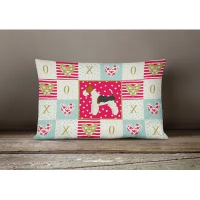 Caroline's Treasures Fox Terrier Love Outdoor Rectangular Cushion With Filling