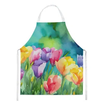 Caroline's Treasures Freesias In Watercolor Apron In Multicolor