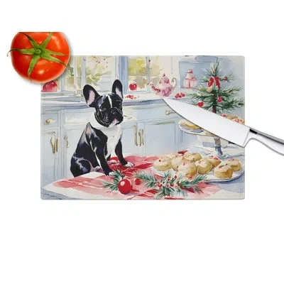 Caroline's Treasures French Bulldog Christmas Cookies Glass Cutting Board