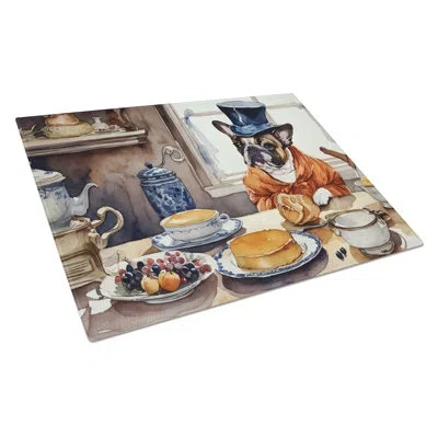 Caroline's Treasures French Bulldog Fall Kitchen Pumpkins Glass Cutting Board Large