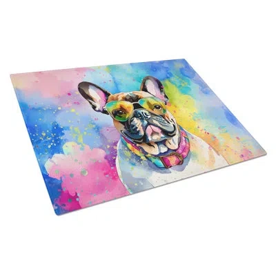 Caroline's Treasures French Bulldog Hippie Dawg Glass Cutting Board Large