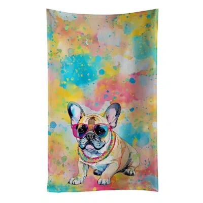 Caroline's Treasures French Bulldog Hippie Dawg Kitchen Towel In Multicolor