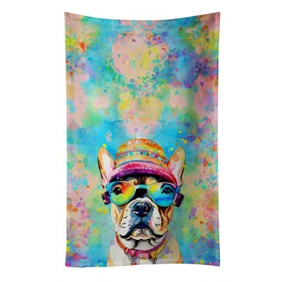 Caroline's Treasures French Bulldog Hippie Dawg Kitchen Towel In Multicolor