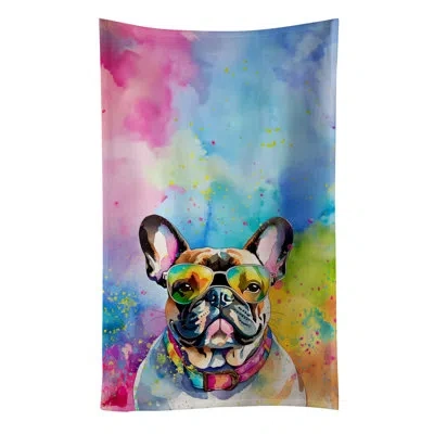 Caroline's Treasures French Bulldog Hippie Dawg Kitchen Towel In Multicolor
